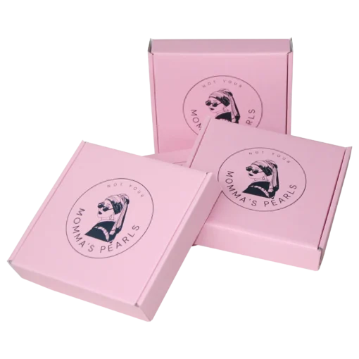 Cutii pliate Scatole 16x16x3 mat roz_26 print digital MommasPearls_det2